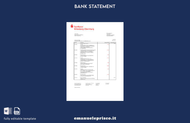 modello word di estratto conto bancario in stile verificato Germania Sparkasse 1